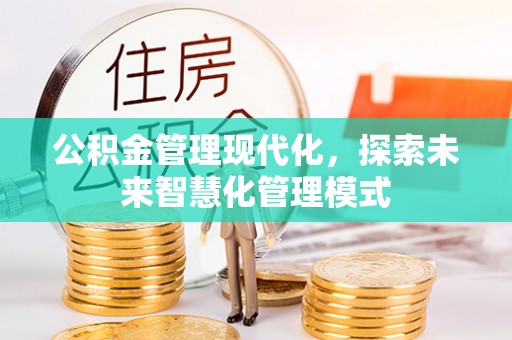 久治公积金管理现代化，探索未来智慧化管理模式