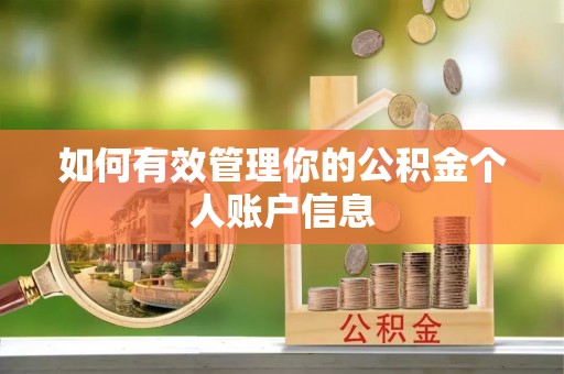 久治如何有效管理你的公积金个人账户信息