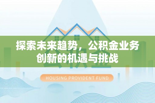 久治探索未来趋势，公积金业务创新的机遇与挑战